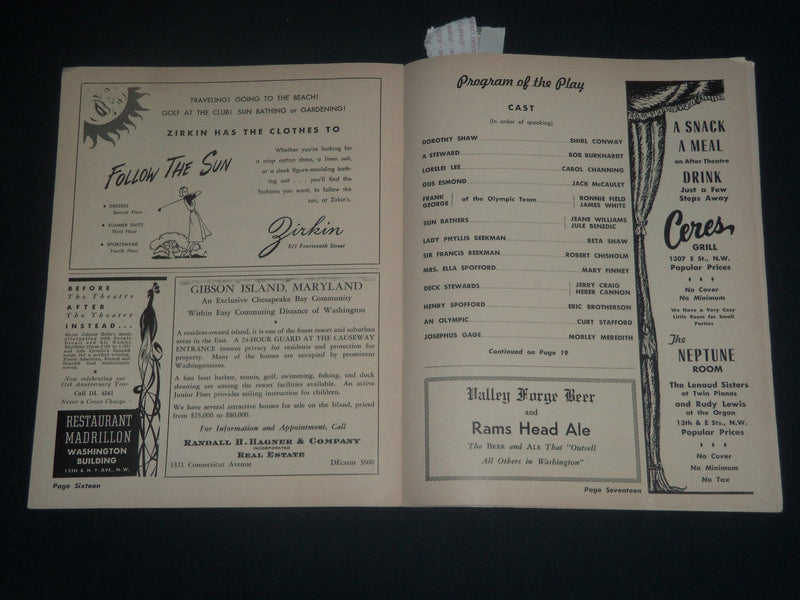 1952 JUNE 2 GENTLEMEN PREFER BLONDE PROGRAM - CAROL CHANNING - J 4290