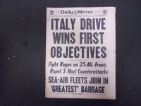 1944 MAY 13 NEW YORK DAILY MIRROR - ITALY DRIVE WINS FIRST OBJECTIVES - NP 2205