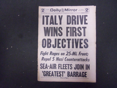 1944 MAY 13 NEW YORK DAILY MIRROR - ITALY DRIVE WINS FIRST OBJECTIVES - NP 2205