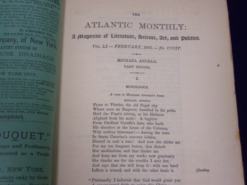 1883 THE ATLANTIC MONTHLY MAGAZINE LOT OF 4 ISSUES - GREAT WRITERS - WR 148