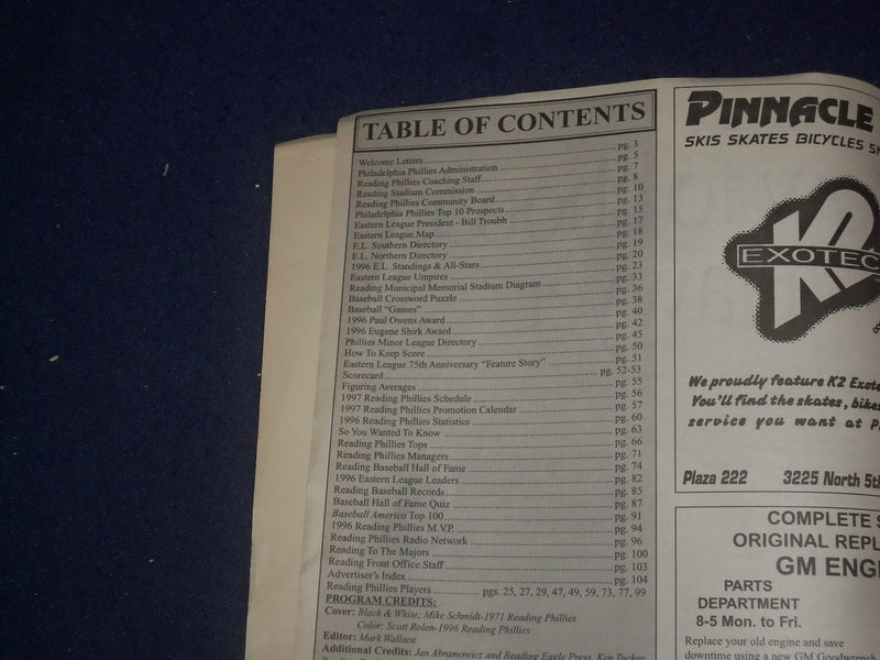 1997 READING PHILLIES SOUVENIR PROGRAM - ST 6820