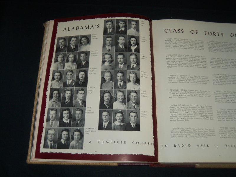 1941 COROLLA UNIVERSITY OF ALABAMA YEARBOOK - TUSCALOOSA AL - YB 1690