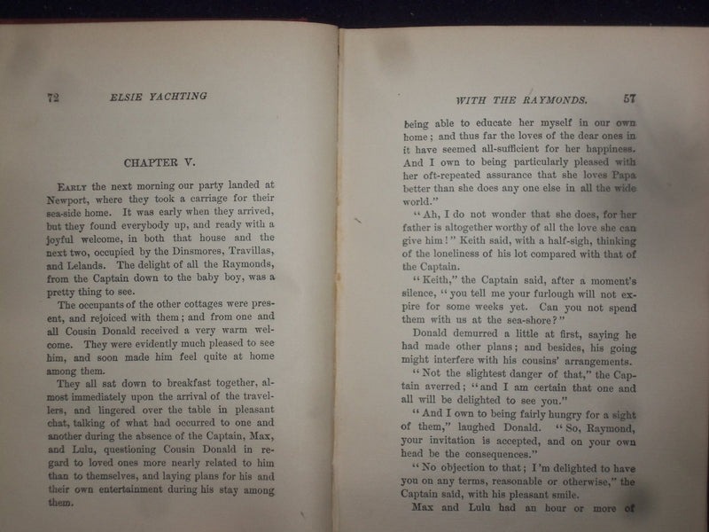 1890 ELSIE YACHTING WITH THE RAYMONDS HARDCOVER BOOK BY MARTHA FINLEY - KD 9069