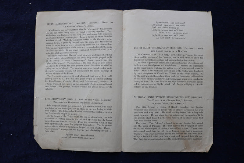 1924 NOVEMBER 5 YOUNG PEOPLE'S CONCERTS PROGRAM - SERGE KOUSSEVITZKY - K 1690