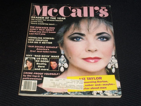1985 SEPTEMBER MCCALL'S MAGAZINE - LIZ TAYLOR FRONT COVER - E 456