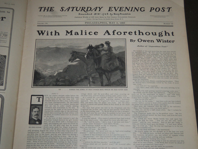 1902 MAY 3 THE SATURDAY EVENING POST MAGAZINE - ILLUSTRATED COVER- SP 1040
