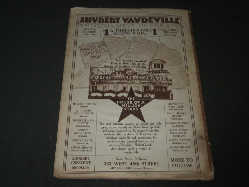 1921 OCTOBER 6 MID-WEEK PICTORIAL MAGAZINE SECTION - BASEBALL NUMBER - J 3253