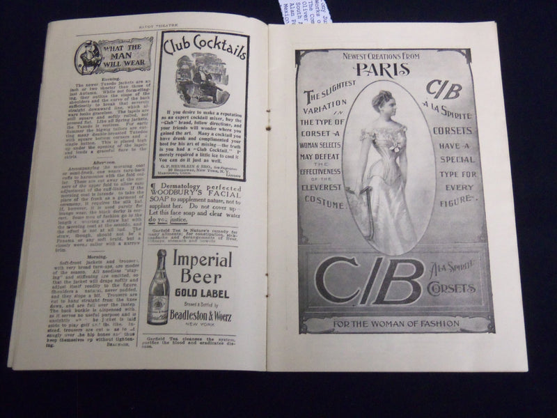 1907 THE MAN OF THE HOUR THEATRE PROGRAM - FAIRBANKS - SAVOY THEATRE - J 9015