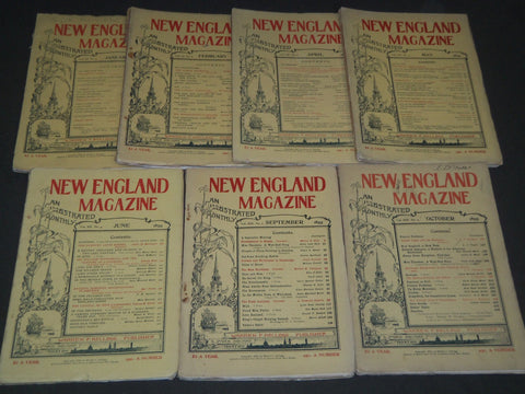 1895 NEW ENGLAND MAGAZINE LOT OF 7 ISSUES - NICE ILLUSTRATIONS & ADS - WR 451
