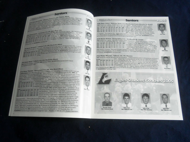 2005 OCTOBER 29 FOOTBALL PROGRAM - UNIV WI-STOUT VS UNIV WI-LACROSSE - SP 1218F