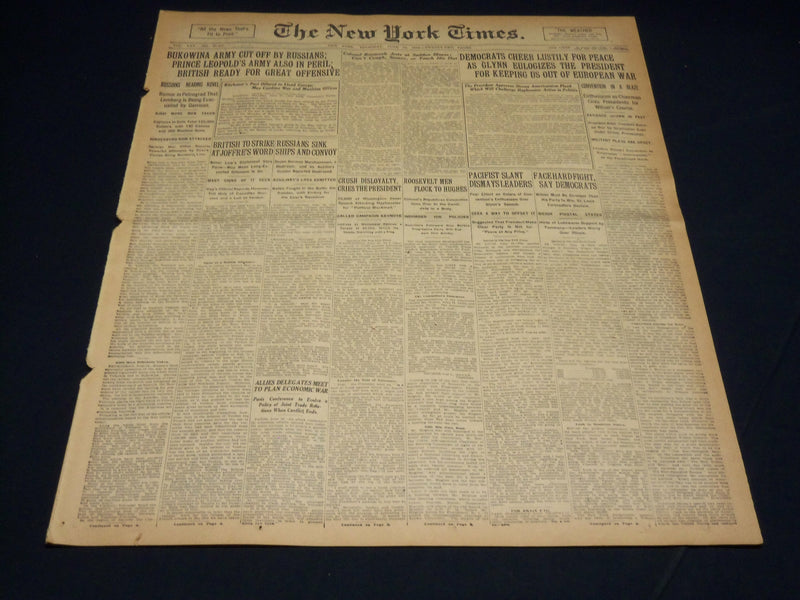 1916 JUNE 15 NEW YORK TIMES - DEMOCRATS CHEER LUSTILY FOR PEACE - NT 8614