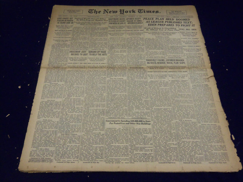 1935 DEC 15 NEW YORK TIMES - LOUIS KNOCKS OUT PAULINO IN FOURTH - NT 2021