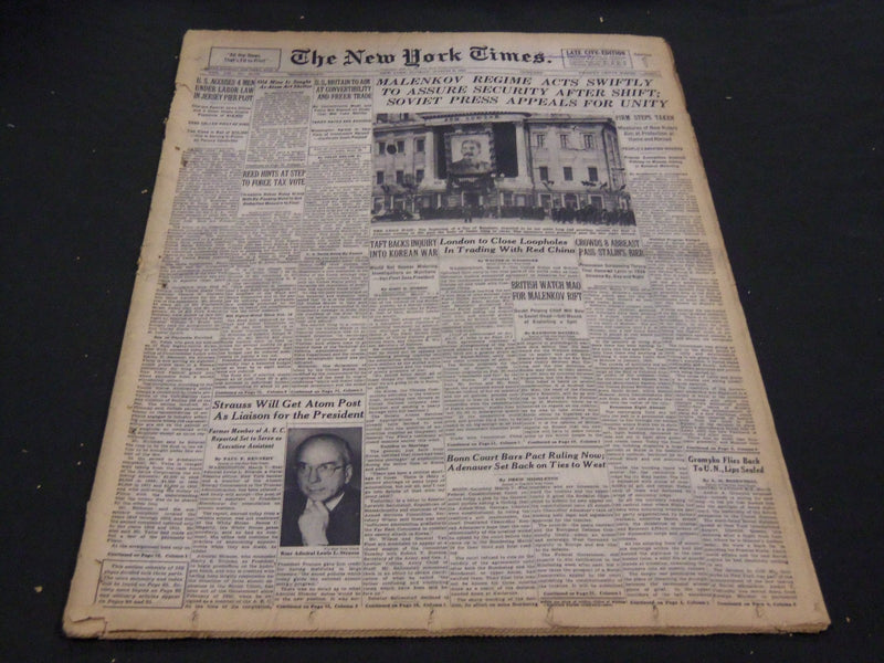 1953 MARCH 8 NEW YORK TIMES - STALIN LIES IN STATE - NT 4264