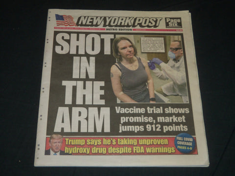 2020 MAY 19 NEW YORK POST NEWSPAPER - SHOT IN THE ARM - VACCINE TRIAL