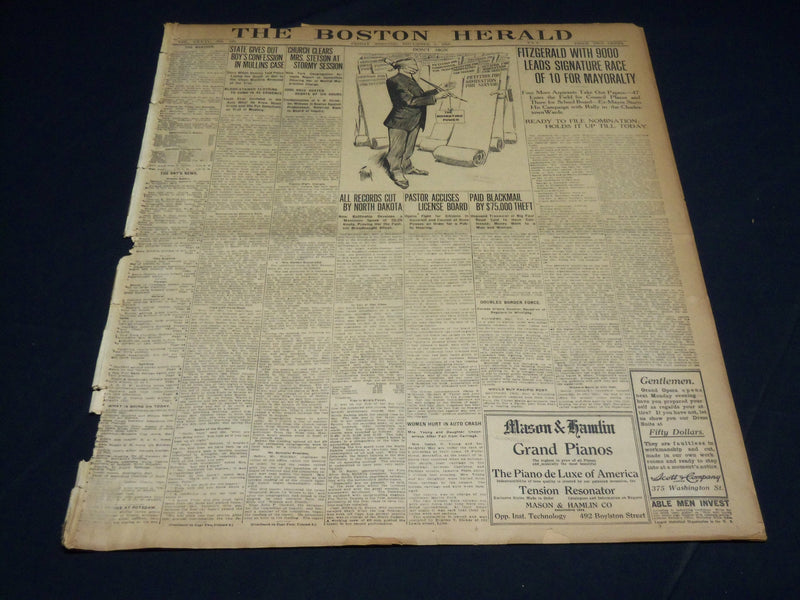 1909 NOVEMBER 5 THE BOSTON HERALD - FITZGERALD WITH 9000 LEADS RACE - BH 392