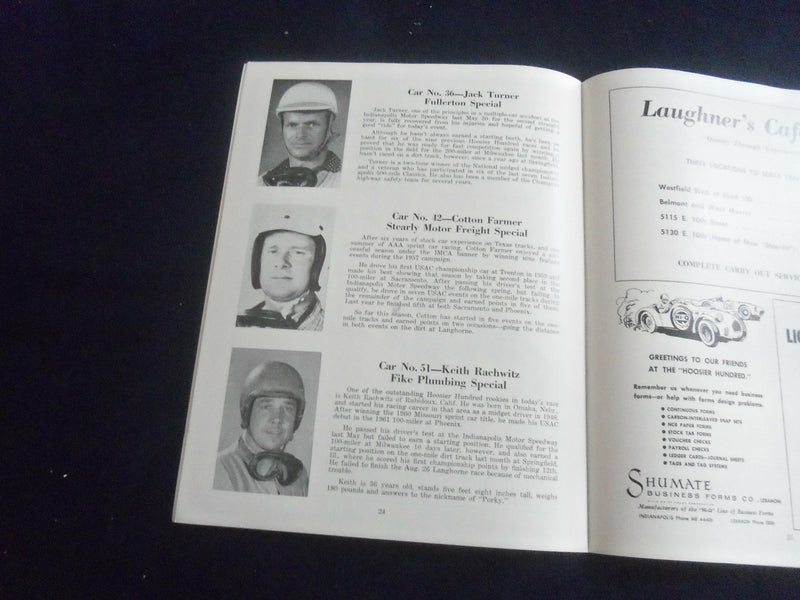 1962 SEP 15 HOOSIER HUNDRED RACING PROGRAM- INDIANA STATE FAIRGROUNDS - SP 3804N