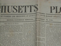 1848 SEPTEMBER 16 MASSACHUSETTS PLOUGHMAN NEWSPAPER - GREAT COMET - NP 5155