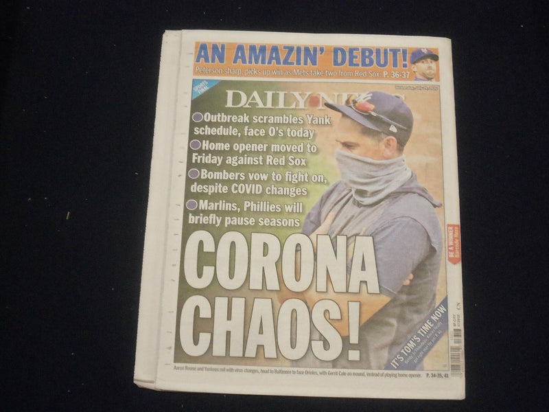 2020 JULY 29 NEW YORK DAILY NEWS NEWSPAPER - VIRUS CANCELS YANKEES OPENER