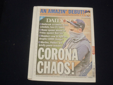 2020 JULY 29 NEW YORK DAILY NEWS NEWSPAPER - VIRUS CANCELS YANKEES OPENER