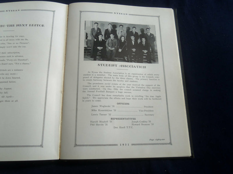1931 NYSSAN NYS INST. OF APPLIED AGRICULTURE YEARBOOK - FARMINGDALE, NY- YB 2705