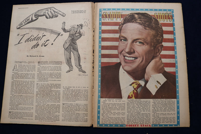 1949 JULY 3 PICTORIAL REVIEW MAGAZINE -ROBERT STACK-DAVID BRIAN - E 23141