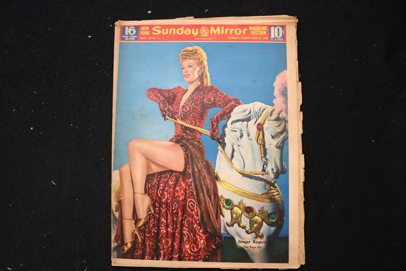 1944 FEBRUARY 27 NY SUNDAY MIRROR MAGAZINE - GINGER ROGERS COVER - E 26166