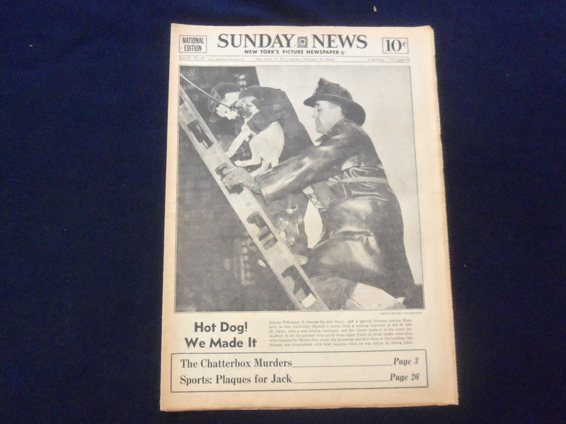 198 FEB 23 NEW YORK SUNDAY NEWS NEWSPAPER - FIREMAN RESCUES BOY & DOG - NP 6768