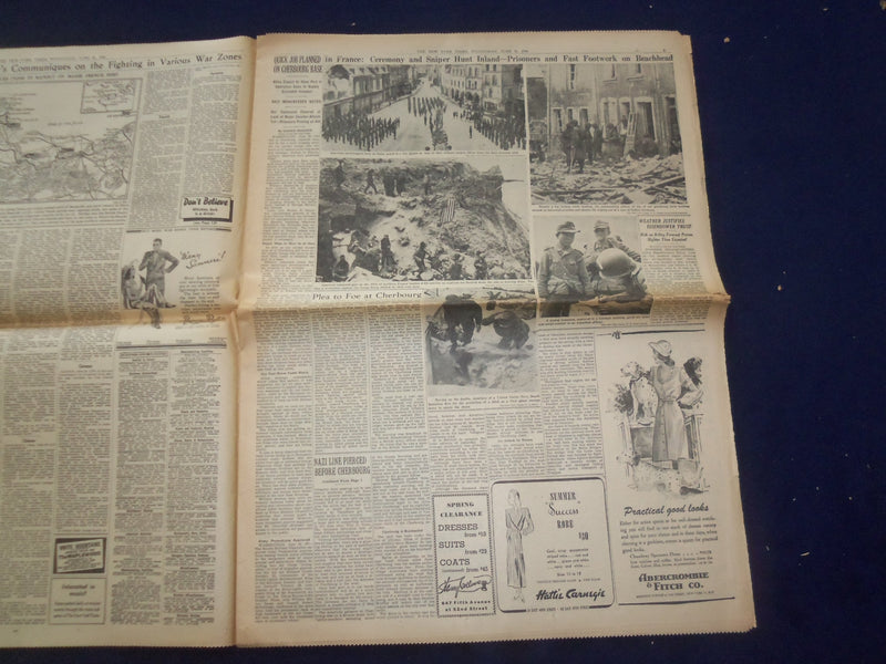 1944 JUNE 21 NEW YORK TIMES - AMERICANS PRESS TO OUTSKIRTS OF CHERBOURG- NP 6573