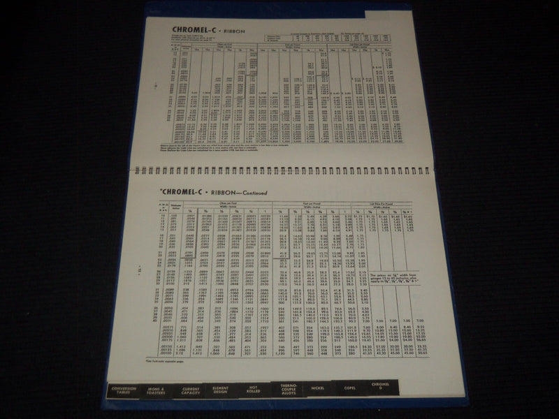 1950'S HOSKINS MANUFACTURING CO. CHROMEL RESISTOR ALLOYS CATALOG M - KD 3912J
