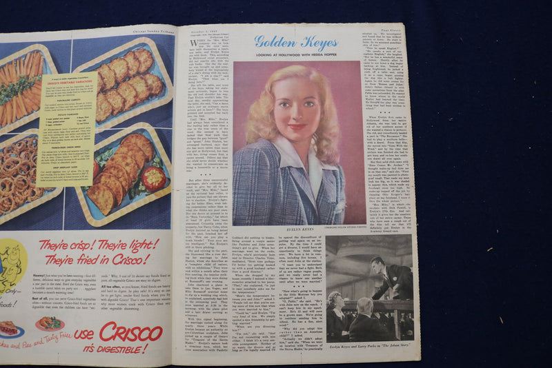 1949 OCTOBER 2 GRAFIC MAGAZINE - EVELYN KEYES ARTICLE AND PHOTO - E 23043