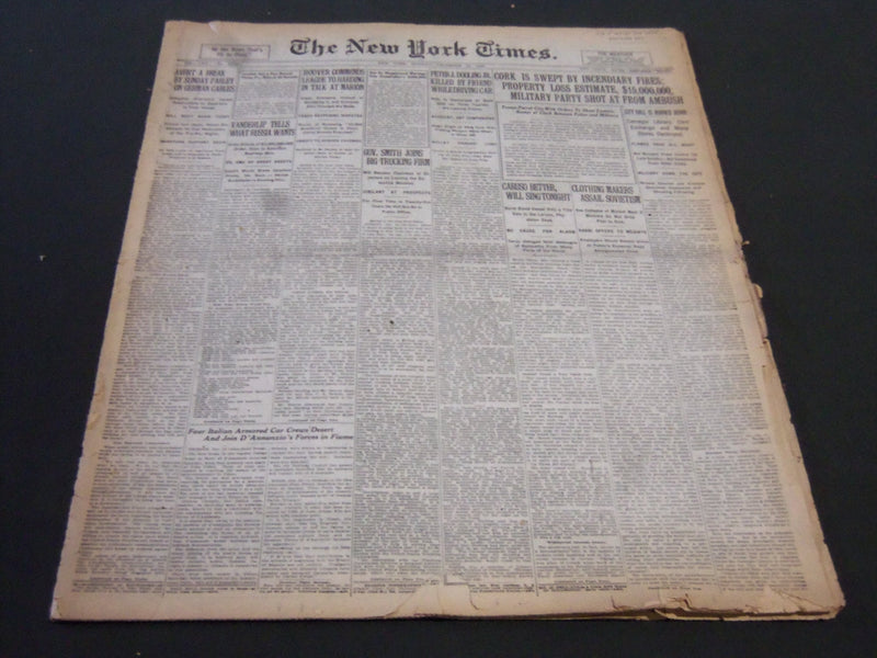 1920 DECEMBER 13 NEW YORK TIMES - CARUSO BETTER, WILL SING TONIGHT - NT 5888