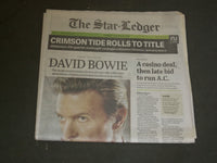 2016 JANUARY 12 STAR LEDGER NEWSPAPER - DAVID BOWIE DIED - 1947-2016