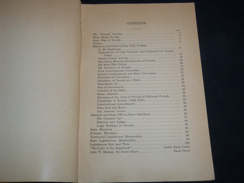 1960 POLITICAL HISTORY OF NEVADA 1959 BOOK BY JOHN KOONTZ - LINCOLN - J 8766