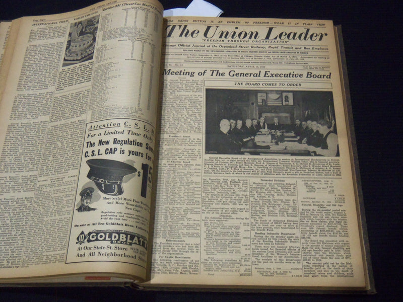 1939 THE UNION LEADER - CHICAGO RAILWAY - RAPID - BUS EMPLOYEES BOUND VOLUME