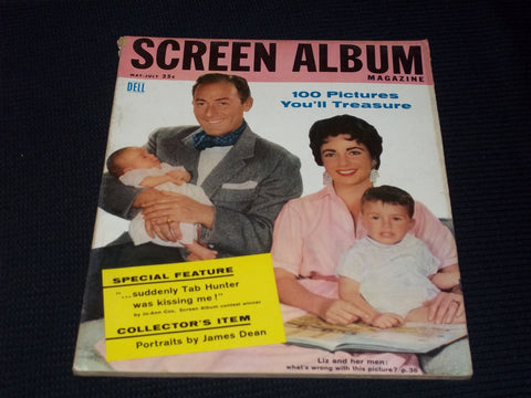 1956 MAY SCREEN ALBUM MAGAZINE - LIZ TAYLOR MICHAEL WILDING COVER - E 15201