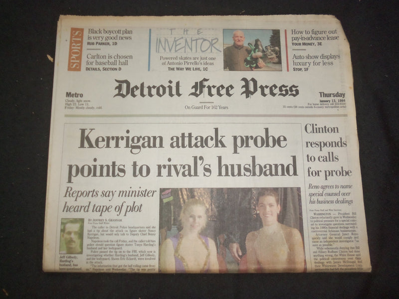 1994 JAN 13 DETROIT FREE PRESS NEWSPAPER-HARDING'S HUSBAND VS. KERRIGAN- NP 7686
