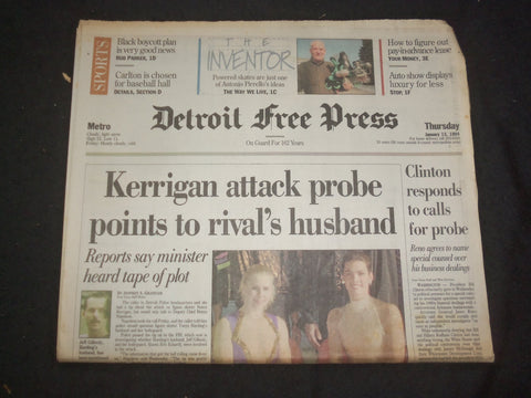 1994 JAN 13 DETROIT FREE PRESS NEWSPAPER-HARDING'S HUSBAND VS. KERRIGAN- NP 7686