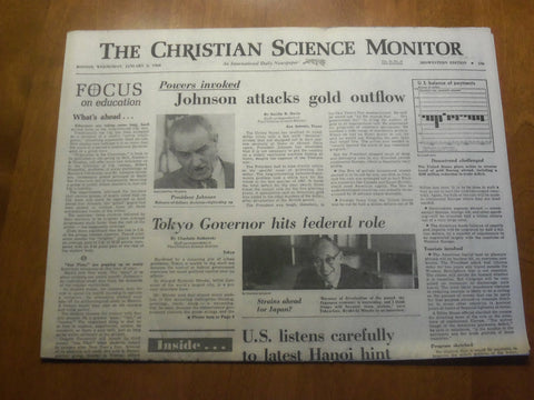1968 JAN 3 THE CHRISTIAN SCIENCE MONITOR - JOHNSON ATTACKS GOLD OUTFLOW- NP 4615