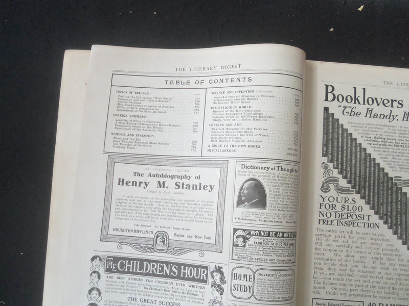 1909 NOVEMBER 6 LITERARY DIGEST MAGAZINE- ILLUSTRATED COVER & ARTICLES - SP 961D