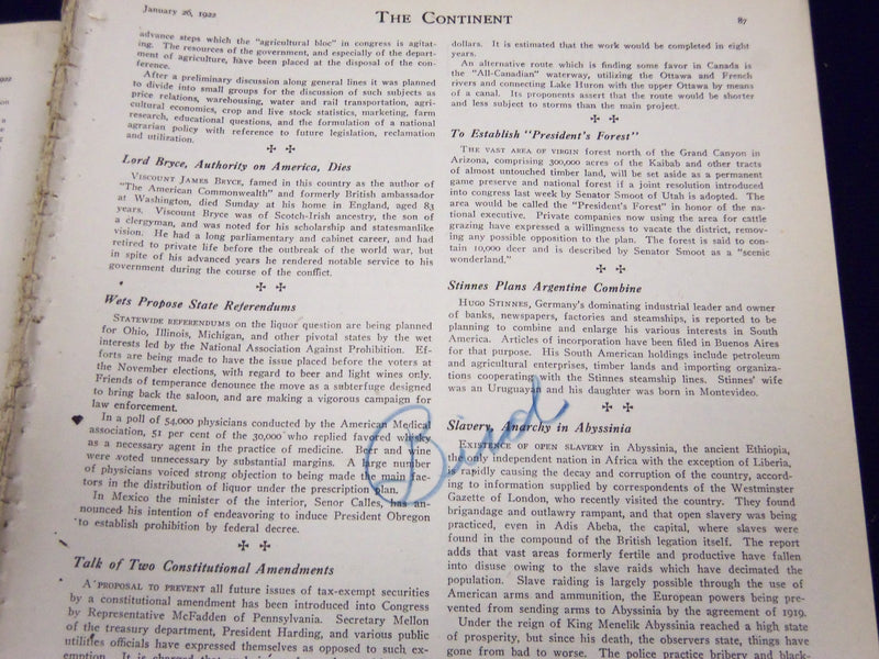 1922 JANUARY-JUNE THE CONTINENT MAGAZINE BOUND VOLUME - NICE ADS - KD 1945
