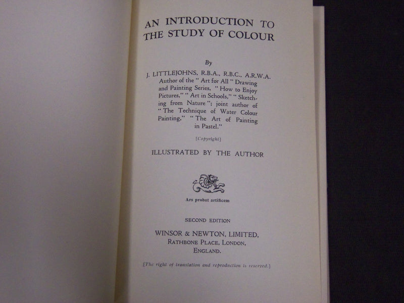 AN INTRODUCTION TO THE STUDY OF COLOUR BY J. LITTLE JOHNS BOOK 2ND EDN - KD 3695