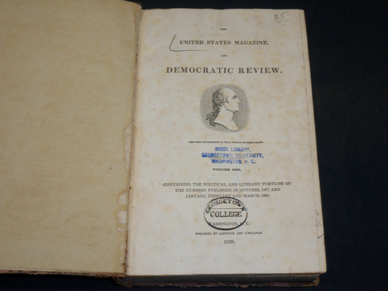 1837 UNITED STATES MAGAZINE & DEMOCRATIC REVIEW VOLUME - HAWTHORNE - KD 5932