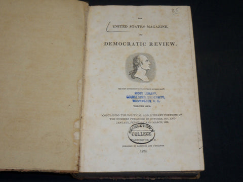 1837 UNITED STATES MAGAZINE & DEMOCRATIC REVIEW VOLUME - HAWTHORNE - KD 5932