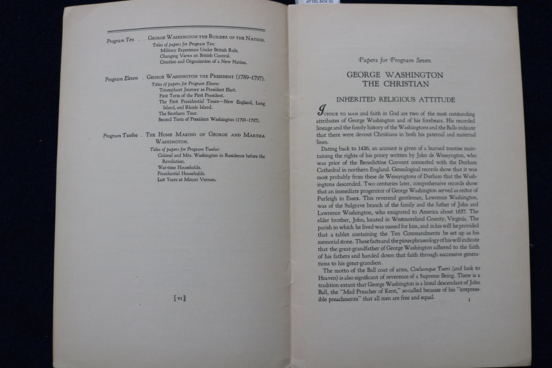 1932 GEORGE WASHINGTON THE CHRISTIAN PROGRAM SEVEN - K 1520