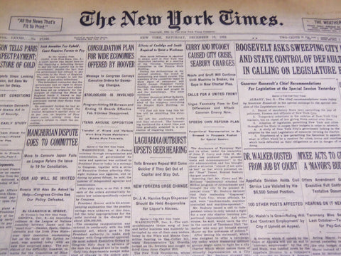 1932 DECEMBER 10 NEW YORK TIMES - LA GUARDIA UPSETS BEAR HEARING - NT 4103