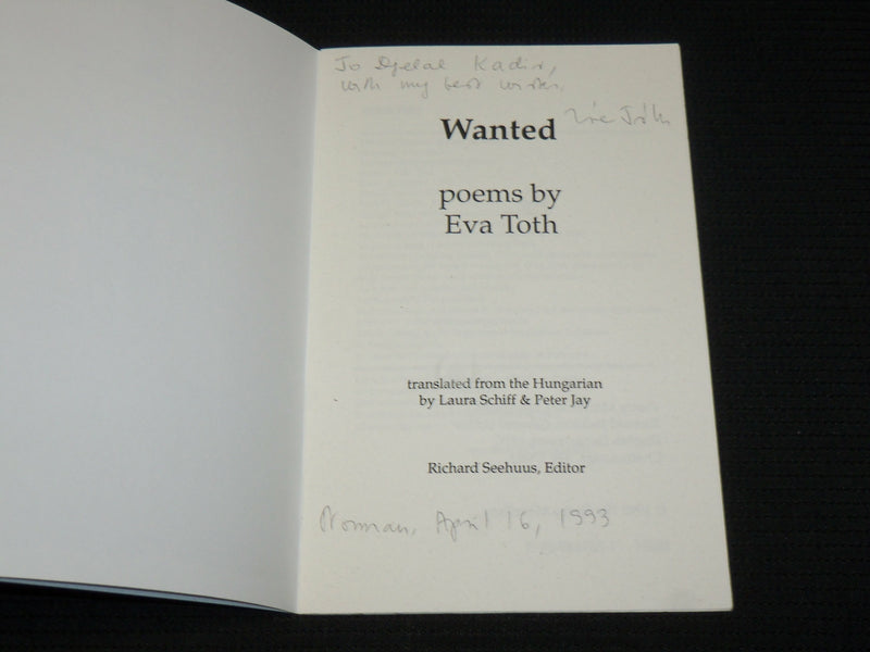 1992 WANTED POEMS SOFTCOVER BOOK BY EVA TOTH - LAURA SCHIFF & PETER JAY - J 6979