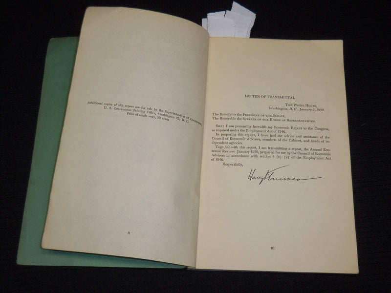 1950 JANUARY THE ECONOMIC REPORT OF THE PRESIDENT BULLETIN - WASHINGTON - J 9882