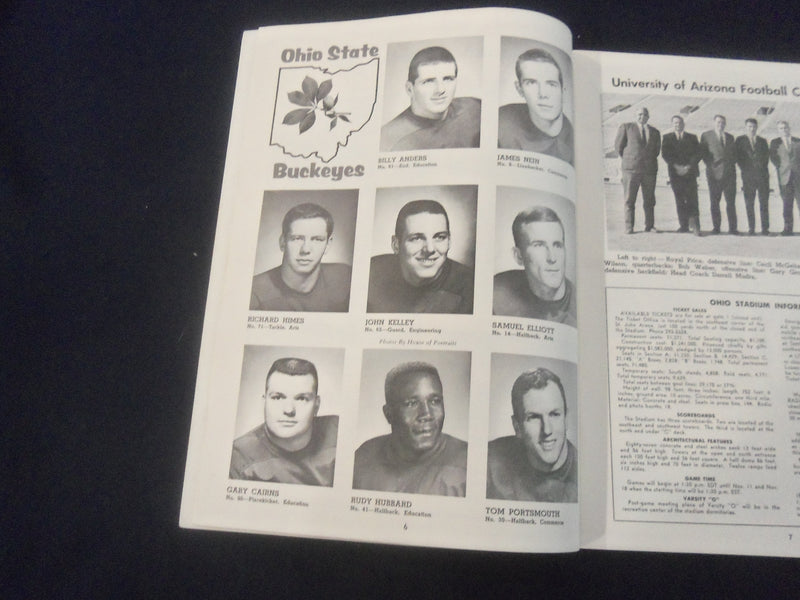 1967 SEPTEMBER 30 FOOTBALL PROGRAM -OHIO STATE UNIV VS UNIV OF ARIZONA- SP 9337A