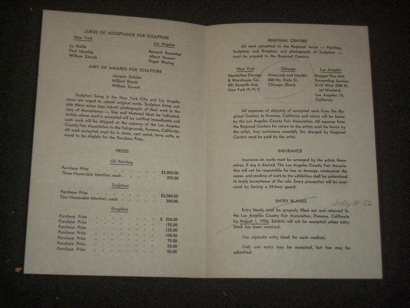 1956 CONTEMPORARY ARTS OF U.S. EXHIBITION PROGRAM - J 6393