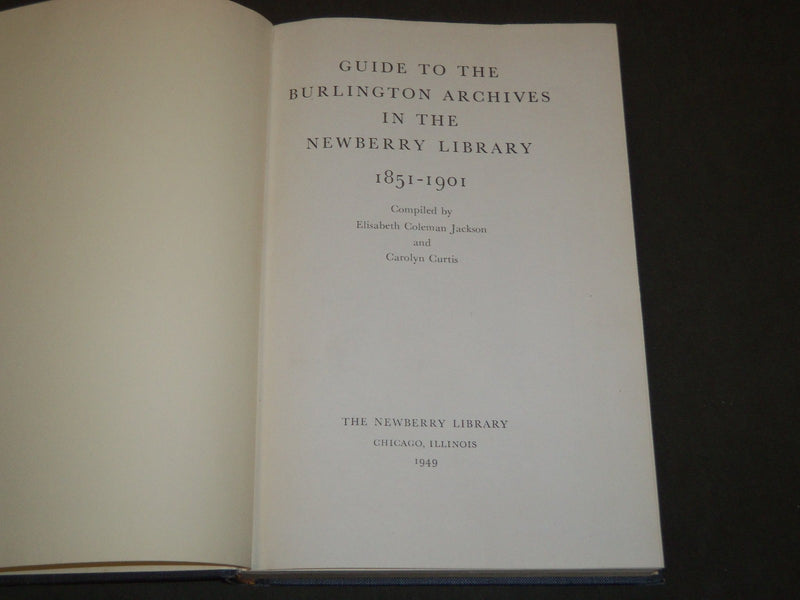 1949 GUIDE TO THE BURLINGTON ARCHIVES BY ELISABETH JACKSON BOOK - KD 1933